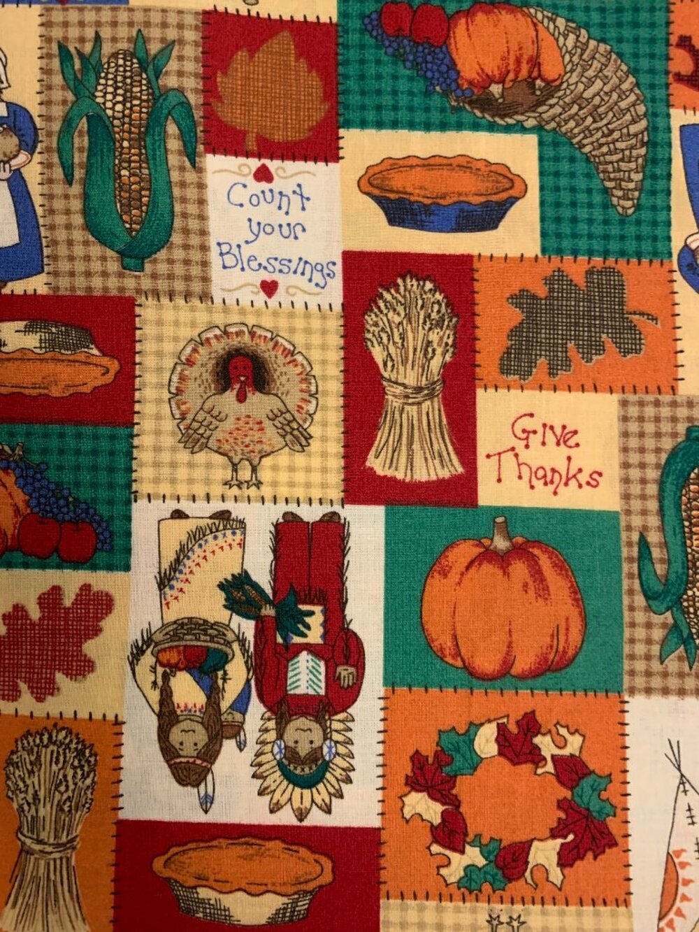 Vintage Fabric Traditions Thanksgiving Day Cotton Fabric 1995 2 Yds + 31" Length